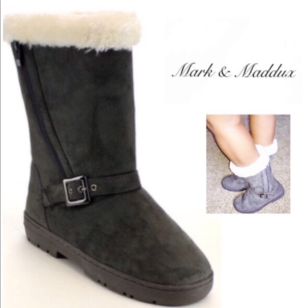 Jeff-03 Women’s shearling fur vegan boots in grey